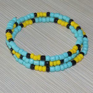 Turquoise yellow Black stacked bracelet